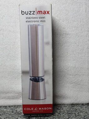 NEW IN BOX Cole & Mason Stainless Steel Electronic Mill for Pepper/Salt//TESTED